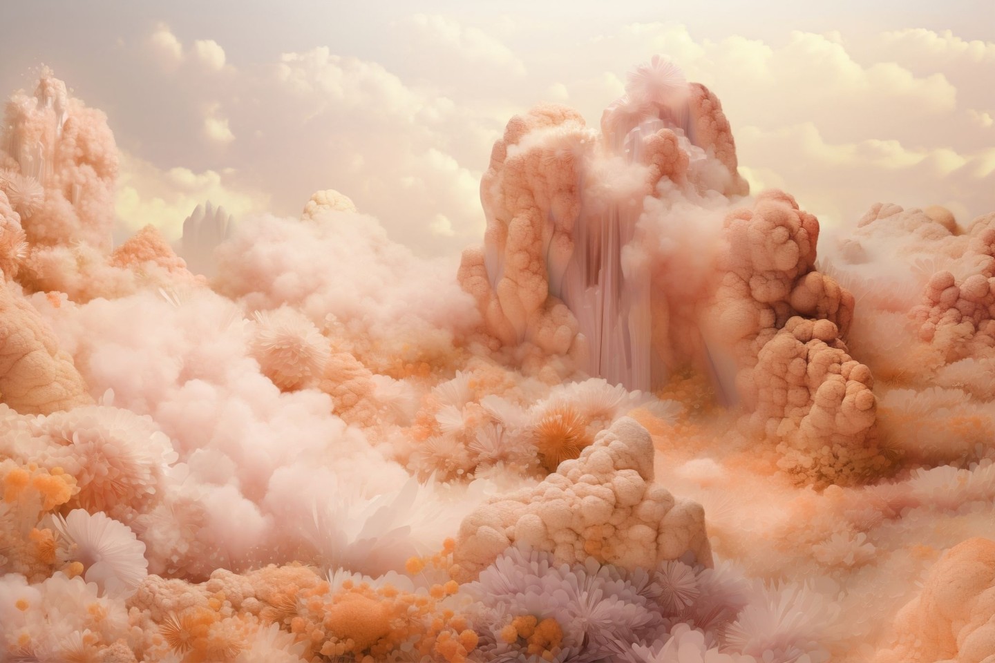 Computergenerierte Wolken in Pfirsichfarbe. «Peach Fuzz» soll die angesagte Farbe des Jahres 2024 sein.