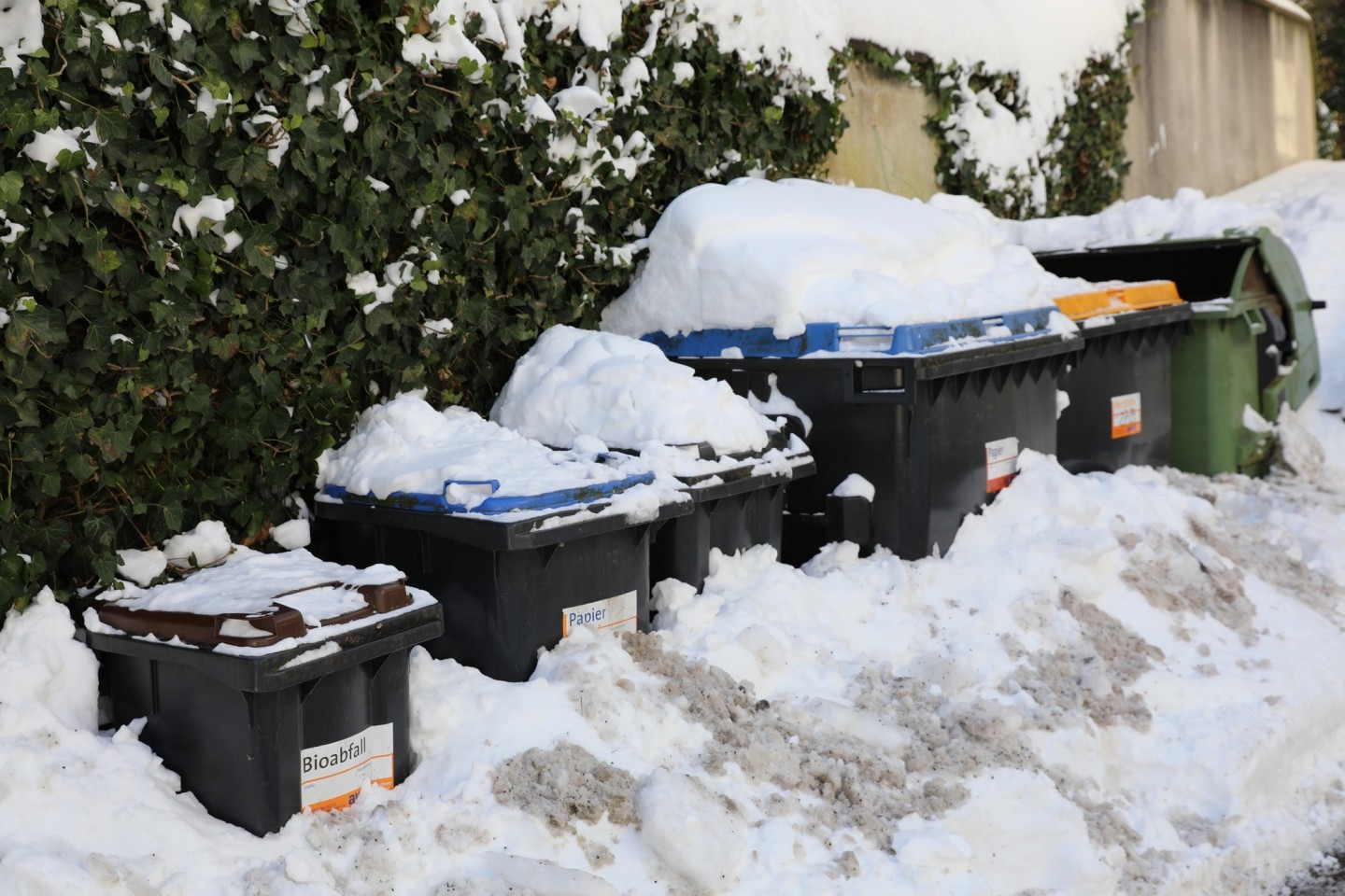 Mülltonnen im Schnee